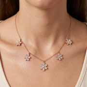 925 Sterling Silver Floral Necklace with Adjustable Length
